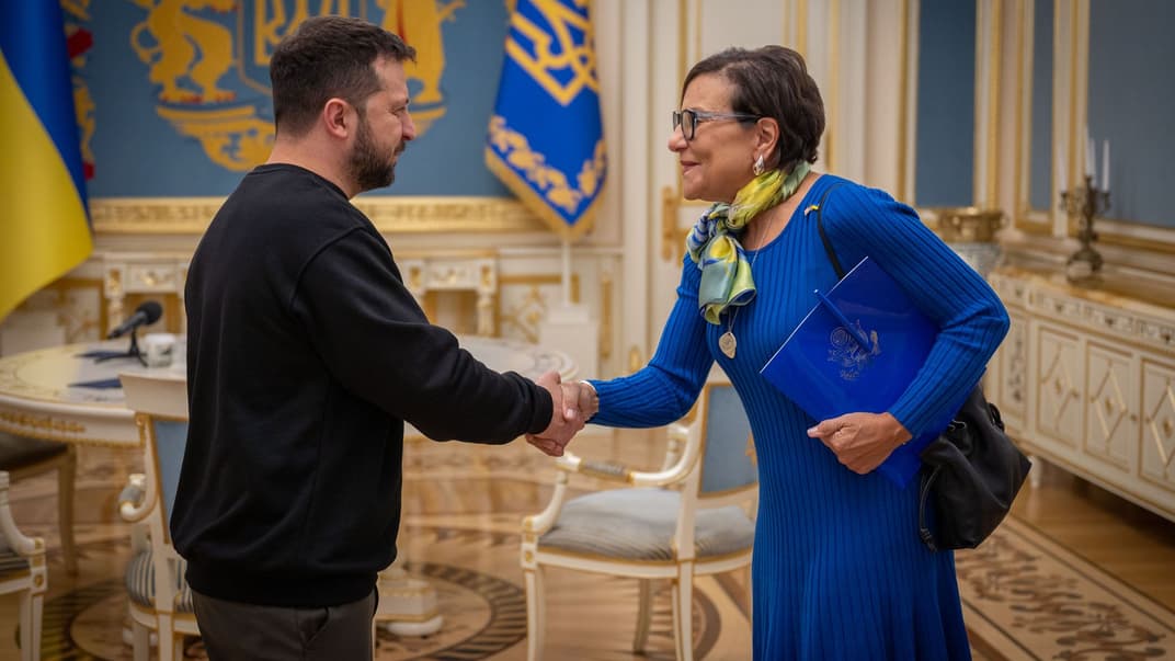 Спецпредставниця США Пенні Пріцкер та президент Володимир Зеленський, Київ, 16 жовтня 2023 року