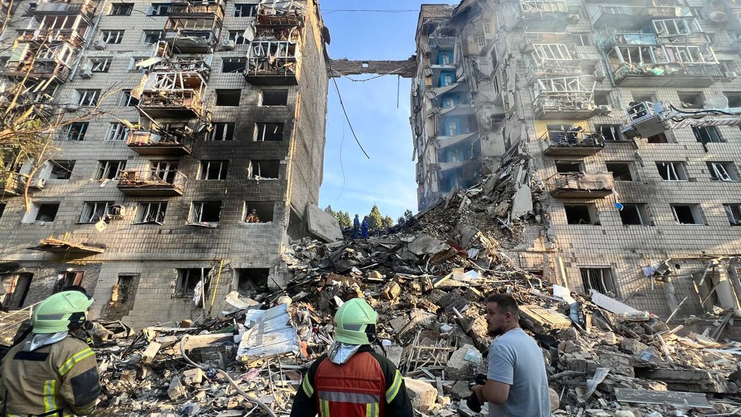 Жилой дом в Соломенском районе, разрушенный в результате российского обстрела