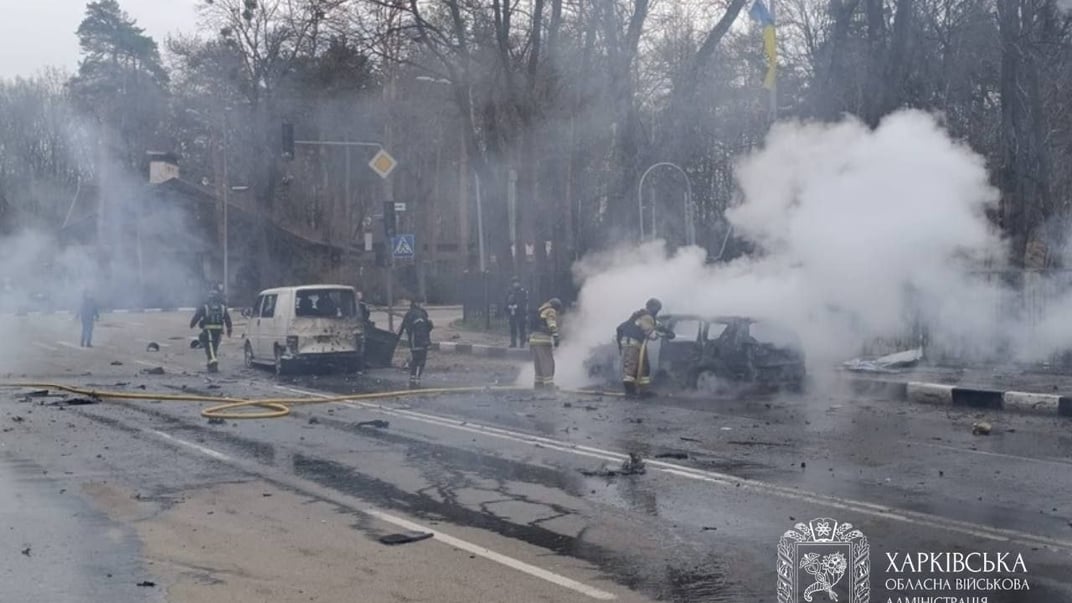 Наслідки російського обстрілу в Харкові
