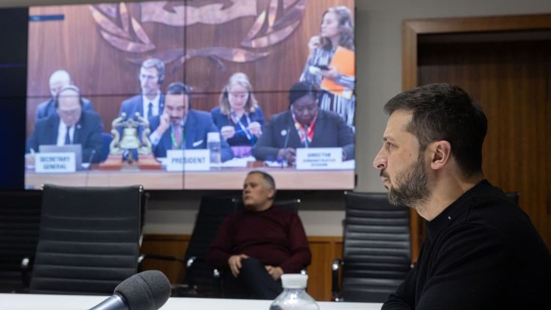 Володимир Зеленський звертається до учасників Асамблеї Міжнародної морської організації, 27 листопада 2023 року