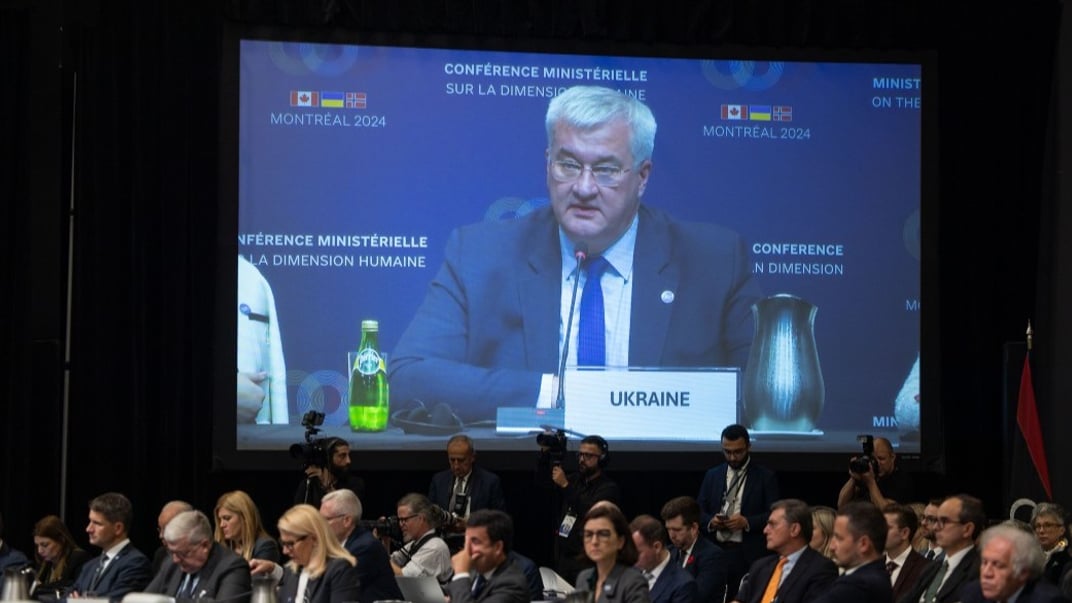 Министр иностранных дел Андрей Сибига выступает на конференции в Монреале по вопросам гуманитарной составляющей «формулы мира»