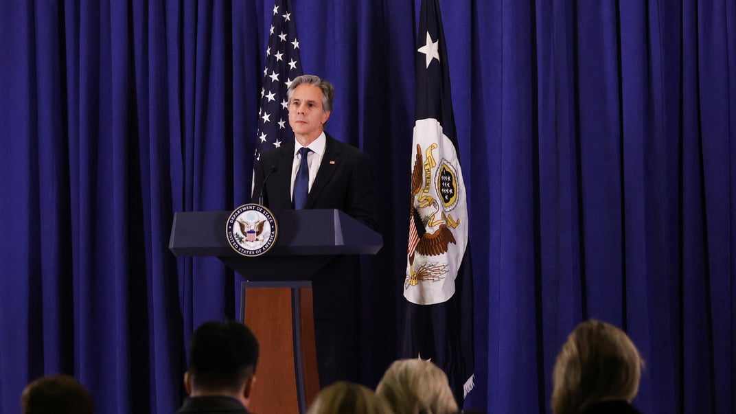Держсекретар США Ентоні Блінкен на пресконференції в Нью-Йорку