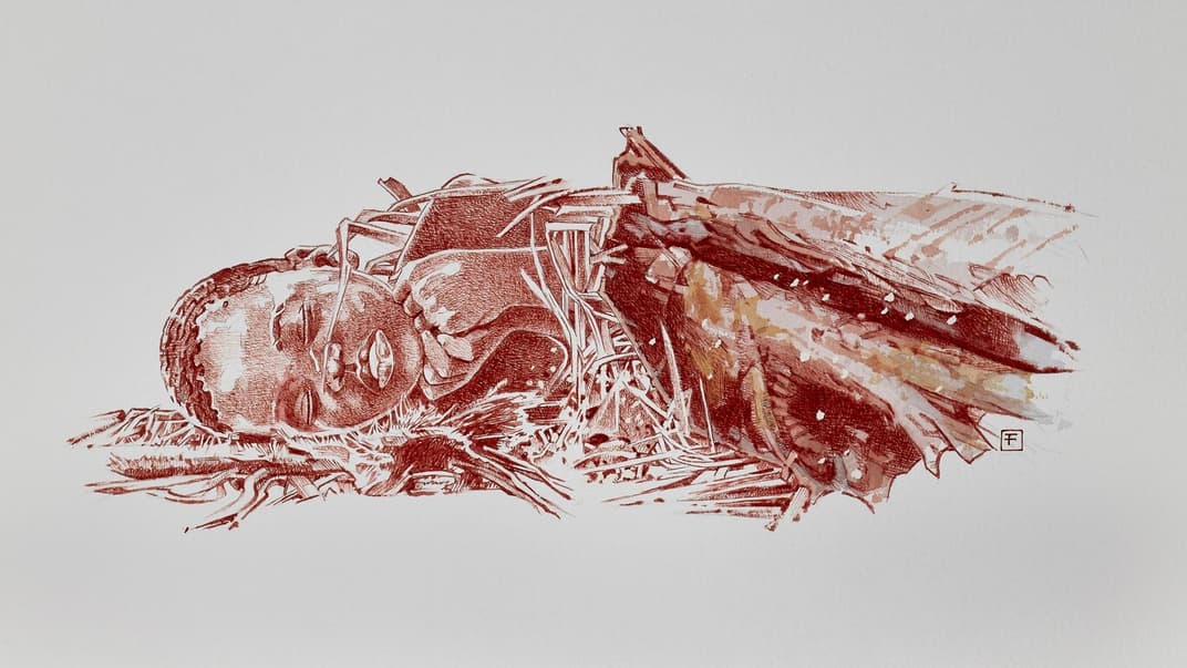 Художня інтерпретація захоронення Мтото. Воно вважається найдавнішим в Африці