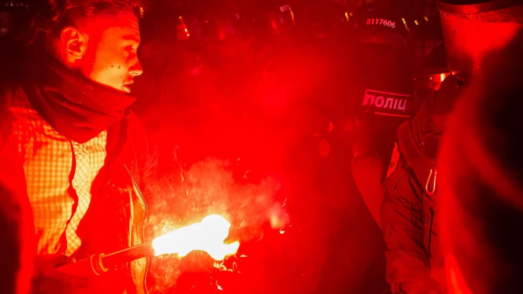 Акція протесту на підтримку активіста Сергія Стерненка, Київ, 23 лютого 2021 року.