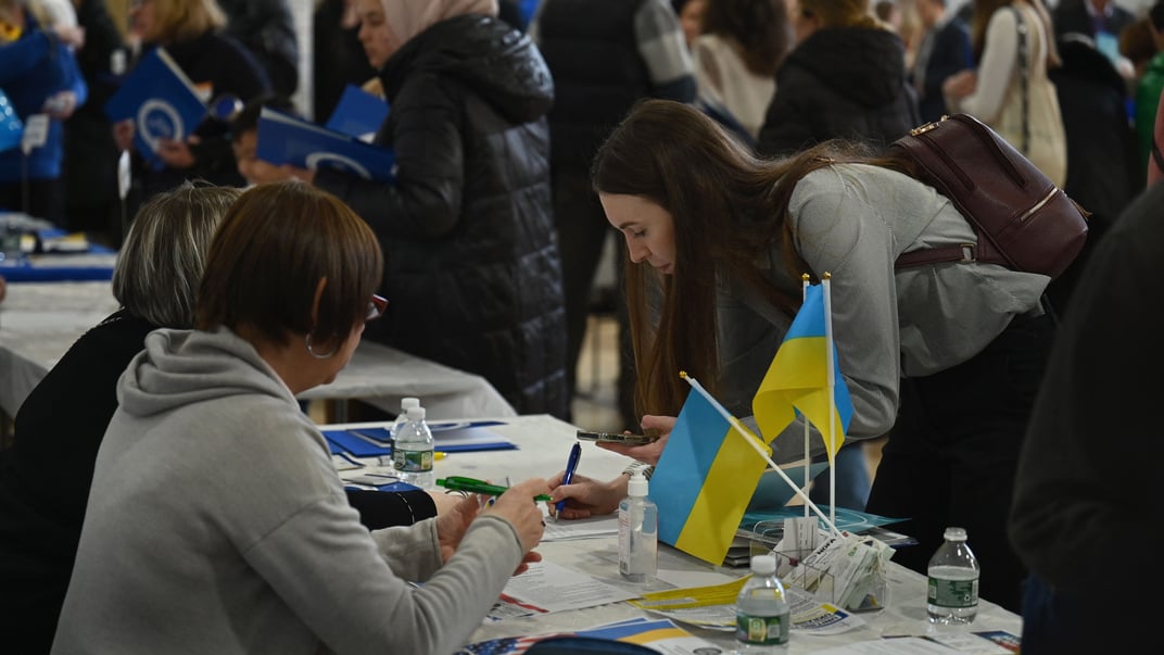 Ілюстративне фото. Українські біженці на ярмарку вакансій у районі Бруклін Нью-Йорка, 1 лютого 2023 року