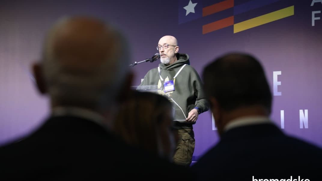 Министр обороны Украины Алексей Резников на Украинско-Американском форуме War Time Economy в Киеве, 19 мая 2023 года