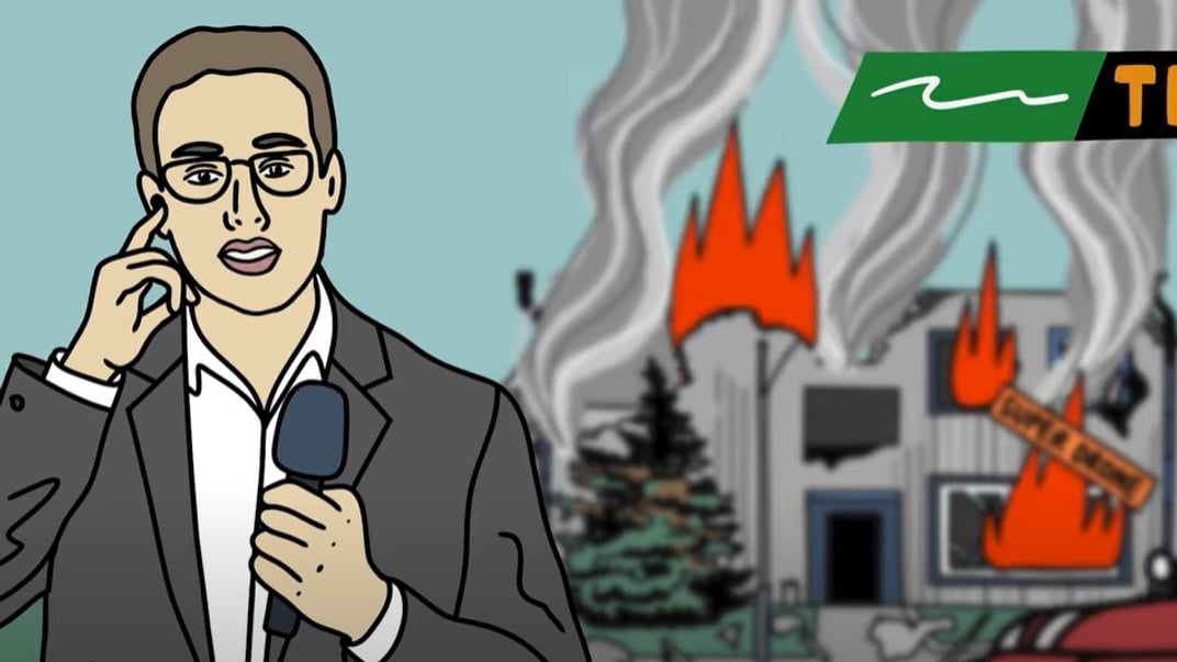 Журналіст з анімаційного відео Генштабу Журналіст з анімаційного відео Генштабу розповідає про наслідки влучання у підприємство з виробництва дронів