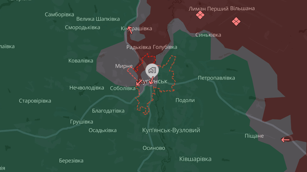 Ситуация в Купянске в Харьковской области по состоянию на 30 ноября, по данным аналитиков DeepState