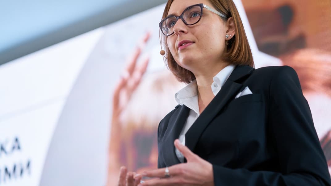 Міністерка освіти і науки Ганна Новосад на презентації змін у сферах освіти та науки в рамках робочої поїздки до Дніпропетровської області 9 листопада 2019 року