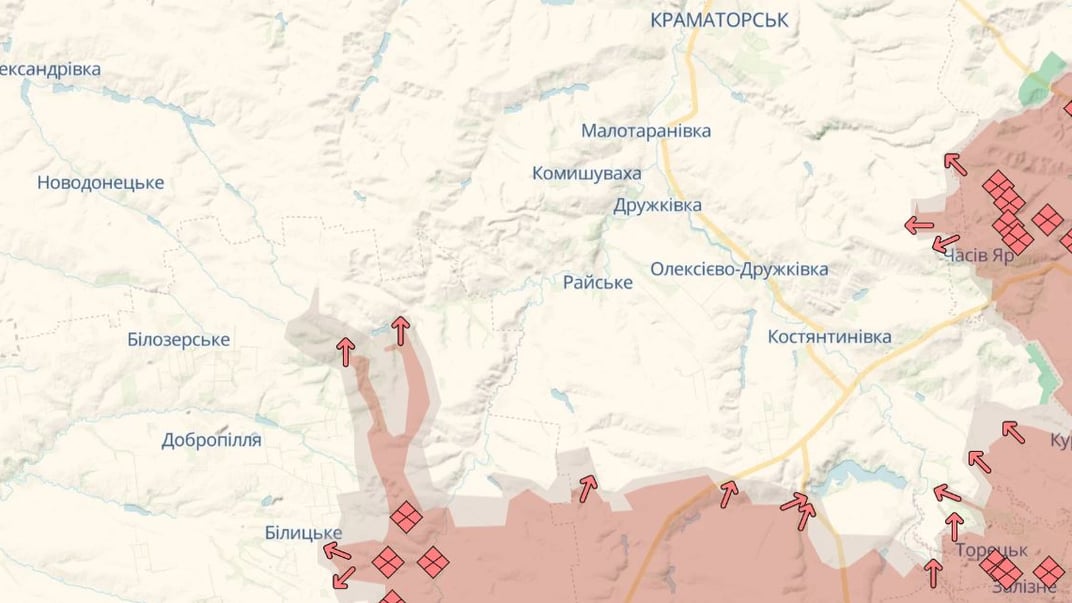 Ця карта на порталі DeepState демонструє просування росіян поблизу Добропілля, як стверджує сам аналітичний проєкт