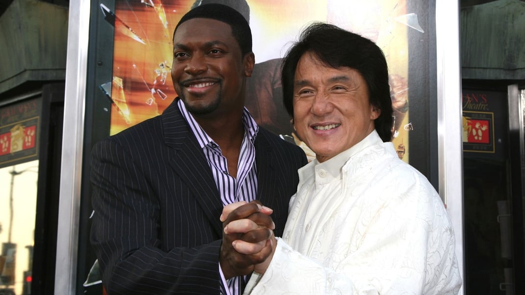 Актори Кріс Такер та Джекі Чан на прем’єрі фільму «Година пік 3», 30 липня 2007 року в Лос-Анджелесі