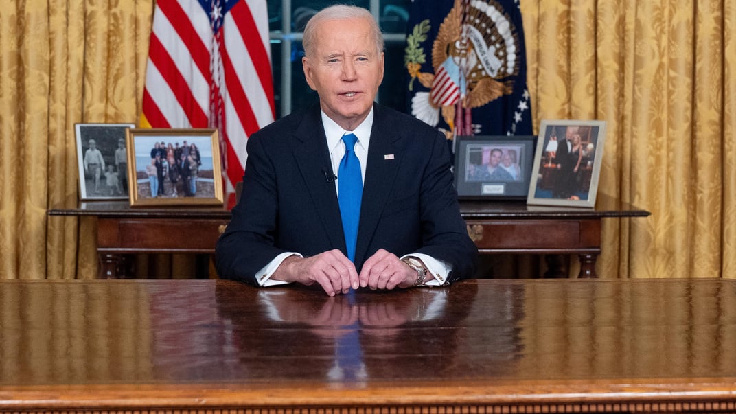 Президент США Джо Байден в Овальному кабінеті Білого дому під час свого прощального звернення