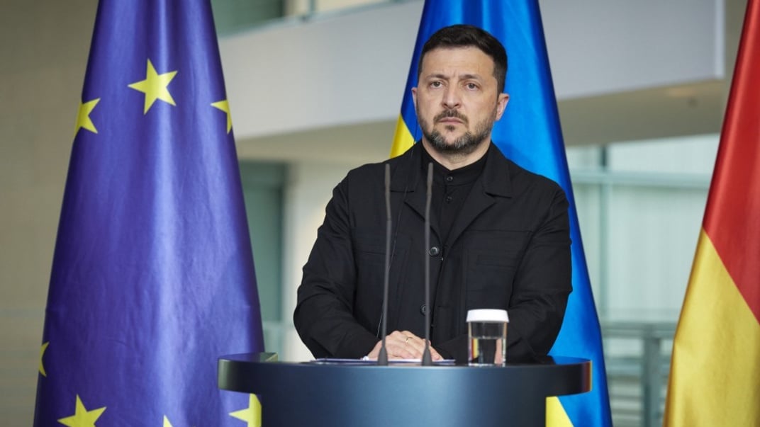 Президент України Володимир Зеленський під час пресконференції у Берліні, 28 травня 2025 року