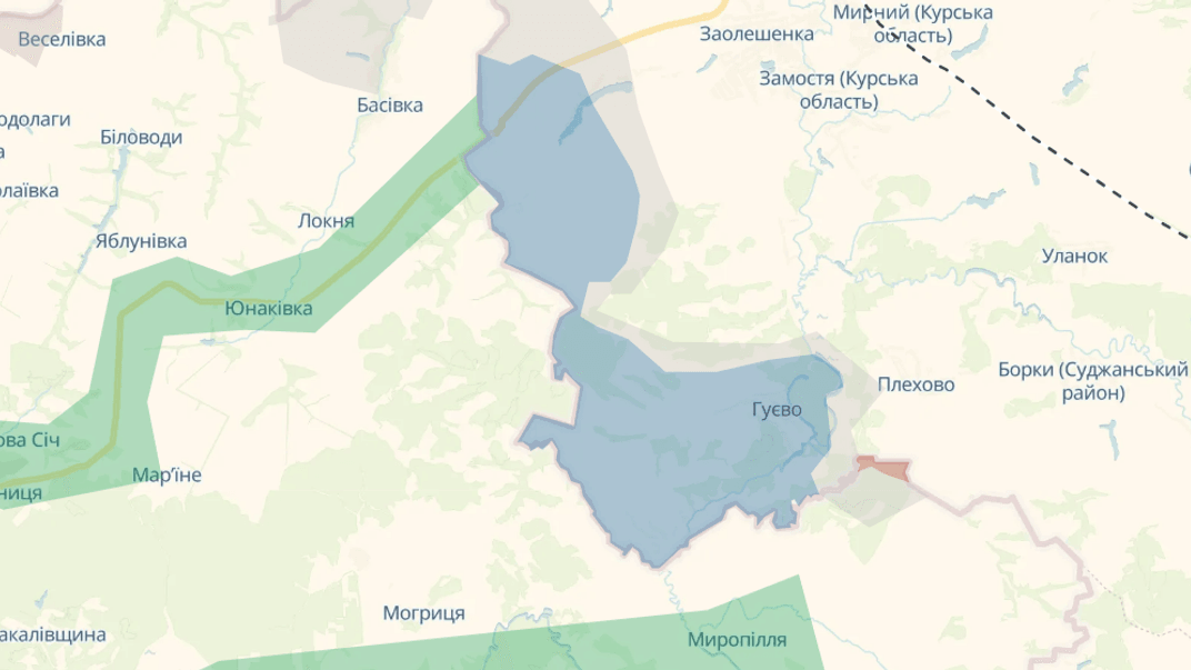 Населенные пункты Новенькое и Журавка Сумской области на карте DeepState по состоянию на 26 марта 2025 года