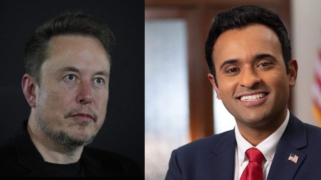Коллаж. Илон Маск и Вивек Рамасвами