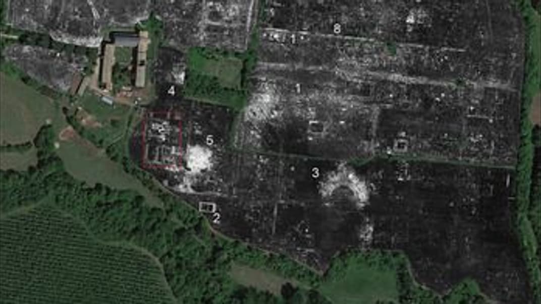 Аерографічний знімок місця, де розташовувалося поселення Фалері Нові. Його детальну мапу вчені розробили за допомогою георадара — вперше для подібного роду досліджень