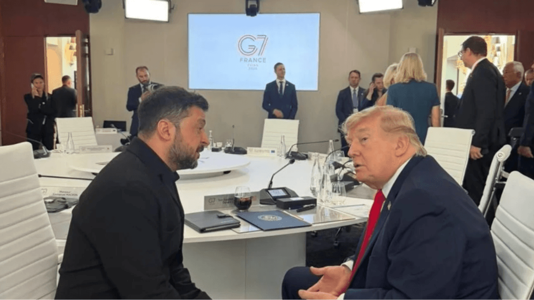 Президент України Володимир Зеленський та президент США Дональд Трамп під час зустрічі на полях саміту G7, Франція, 16 червня 2026 року