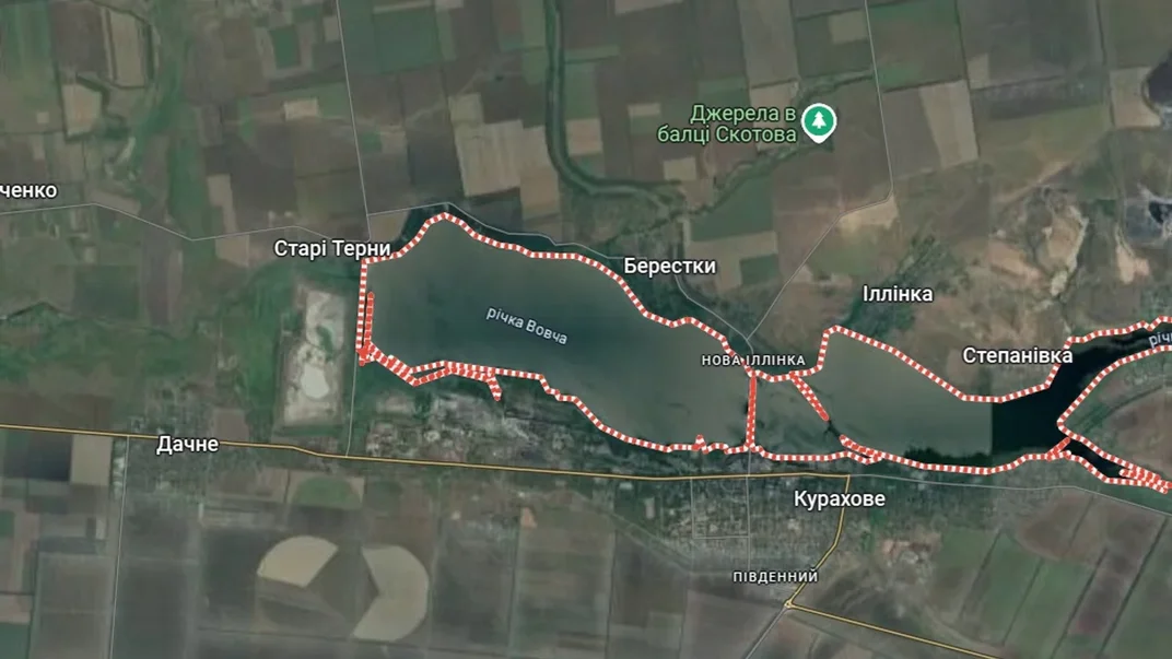 Кураховское водохранилище на карте Google