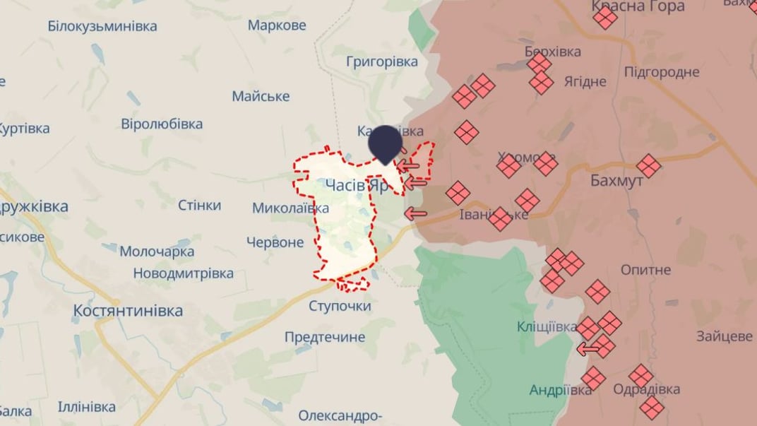 Ситуация вблизи города Часов Яр по состоянию на 12 июля 2024 года