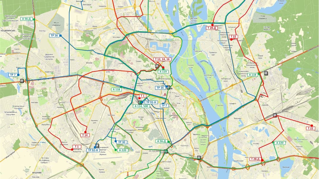 Схема движения пассажирского транспорта в Киеве, которая будет действовать с 23 марта 2020 года