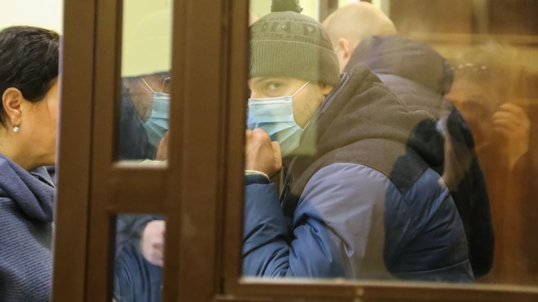 Обвиняемый в похищении Игоря Луценко и Юрия Вербицкого в января 2014 года Иван Новотный в Белоцерковском суде Киевской области, 16 января 2021 года