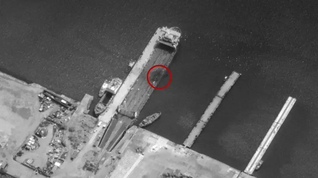 Пораженная 30 мая паромная переправа во временно оккупированной Керчи