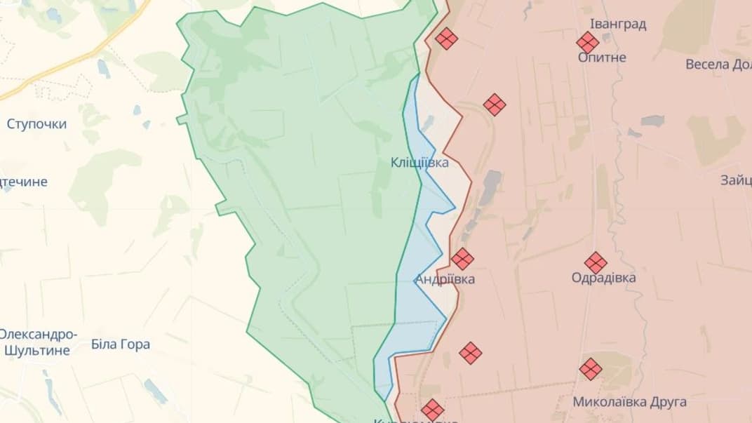 Село Андреевка Донецкой области на карте DeepState