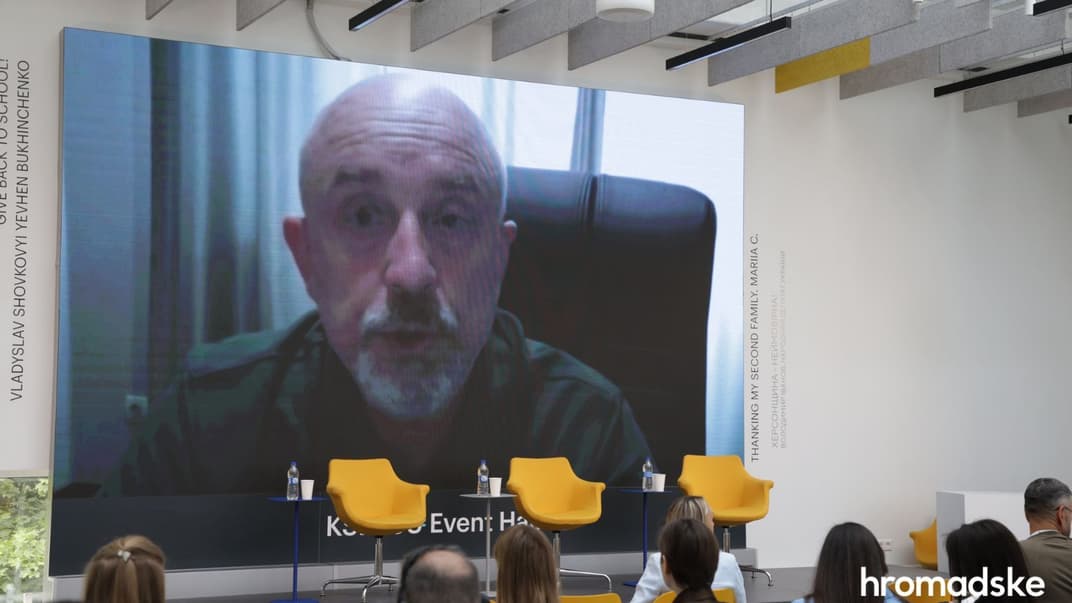 Міністр оборони Олексій Резніков під час конференції hromadske «Муруємо вже!», 7 червня 2023 року