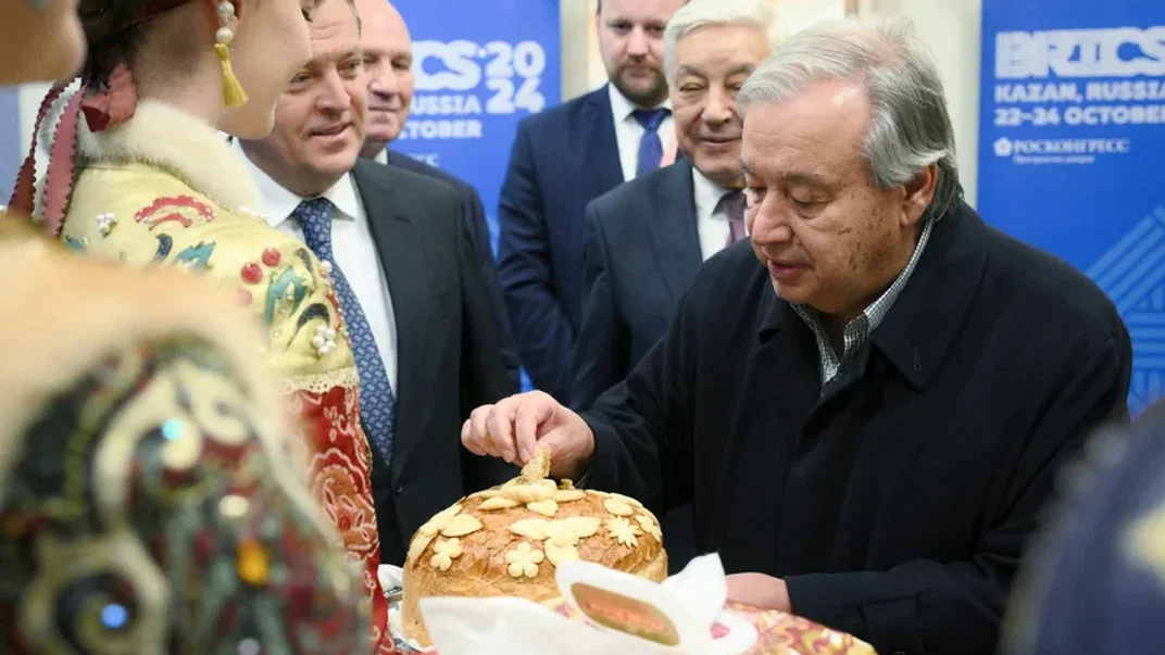 Генеральный секретарь ООН Антониу Гутерреш в Казани на саммите БРИКС, октябрь 2024 года