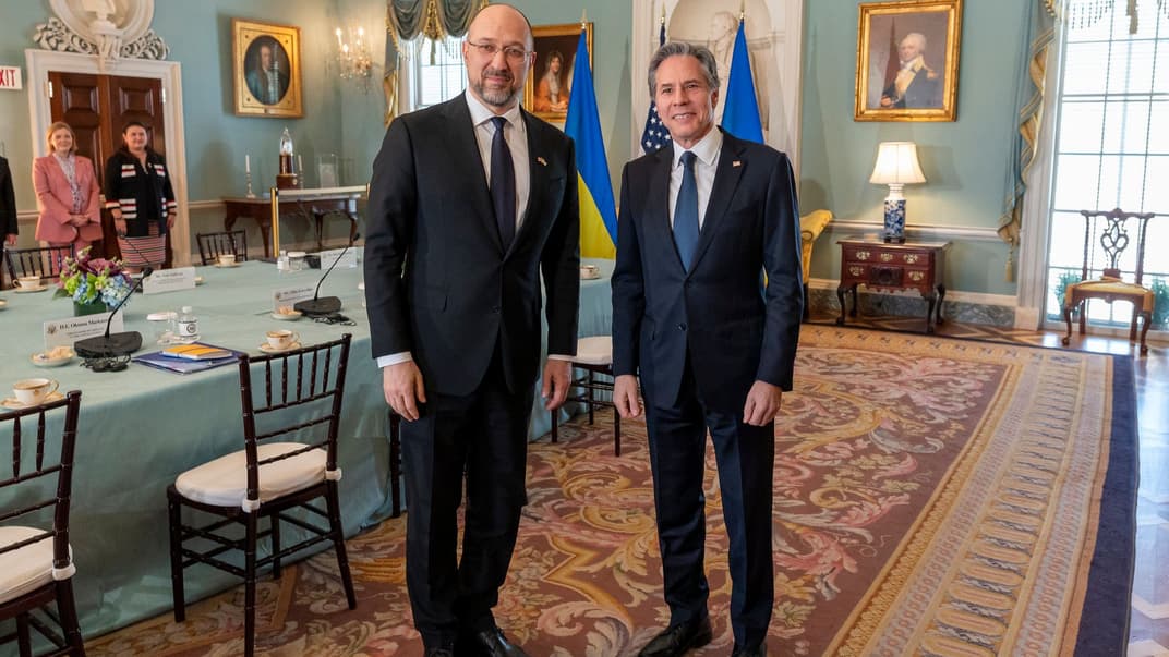 Денис Шмыгаль и Энтони Блинкен во время встречи в Вашингтоне