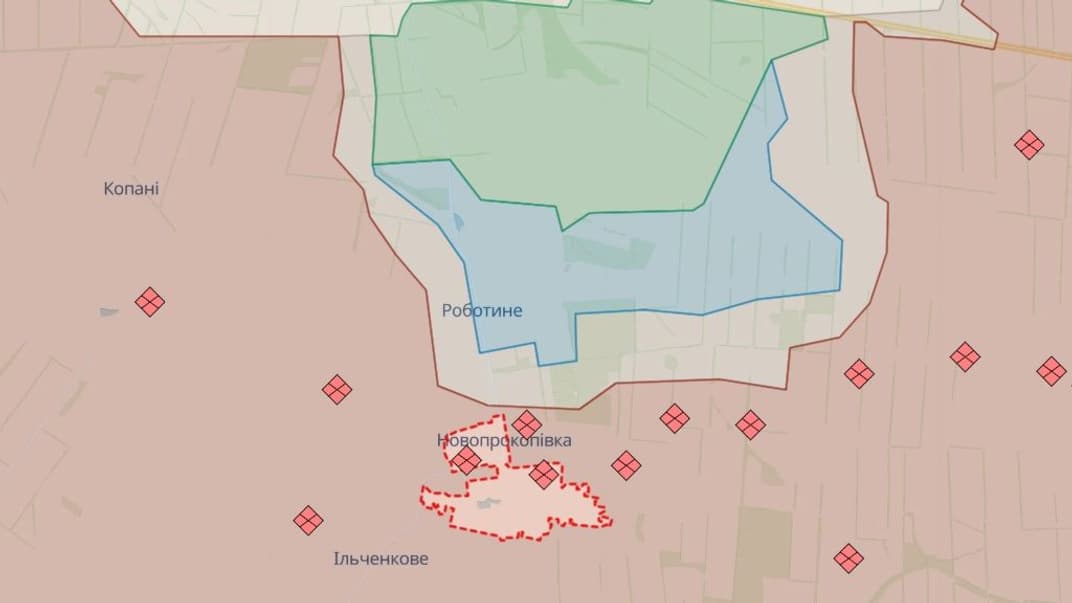 Новопрокоповка Запорожской области на карте DeepState