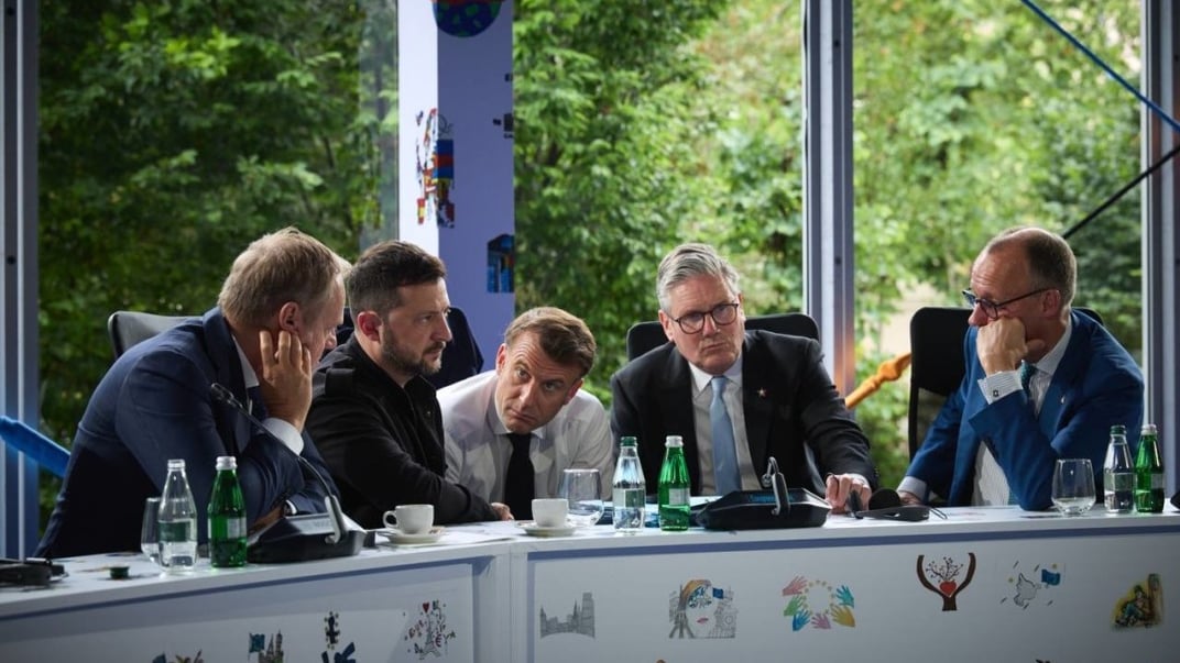 Ілюстративне фото. Президент України Володимир Зеленський разом із прем’єр-міністром Польщі, президентом Франції, прем’єр-міністром Великої Британії та канцлером Німеччини