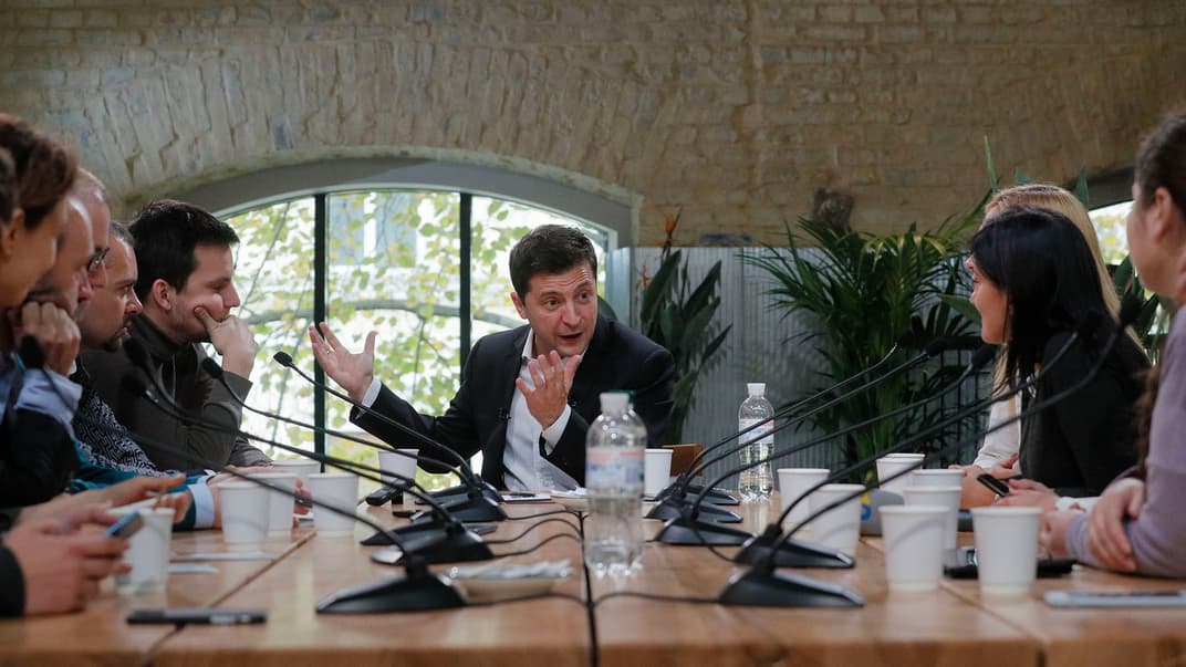 Президент Украины Владимир Зеленский во время пресс-марафона в Киеве, 10 октября 2019 года