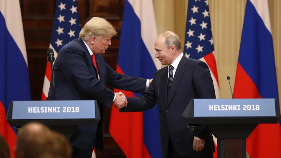 Трамп і путін під час пресконференції в Гельсінкі, 2018 рік