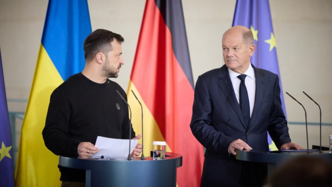 Президент України Володимир Зеленський та канцлер Німеччини Олаф Шольц під час зустрічі 11 жовтня 2024 року