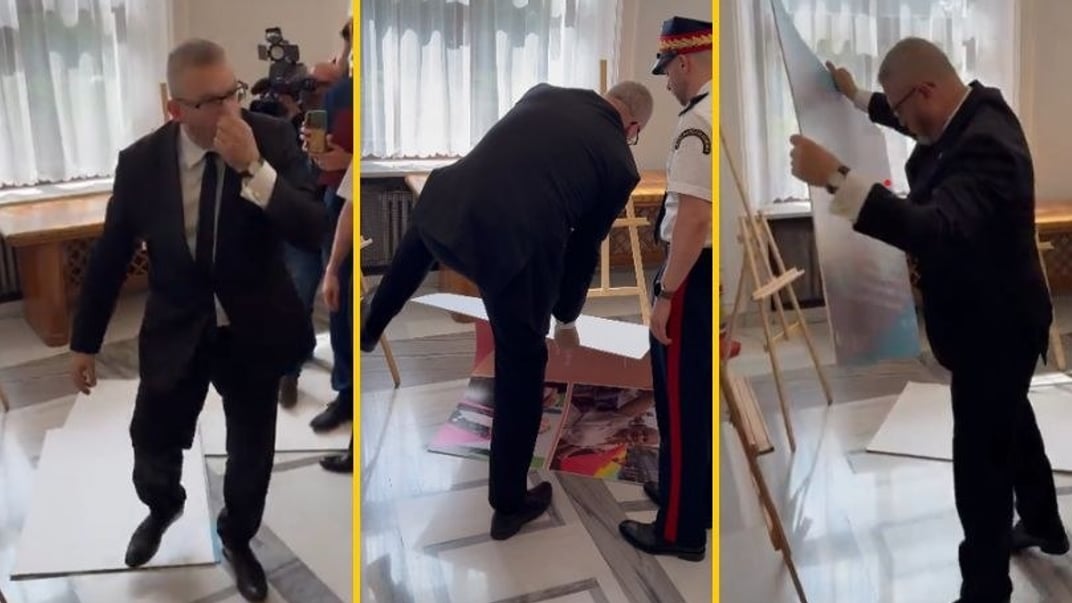 Гжегож Браун ламає дошки з виставки у Сеймі