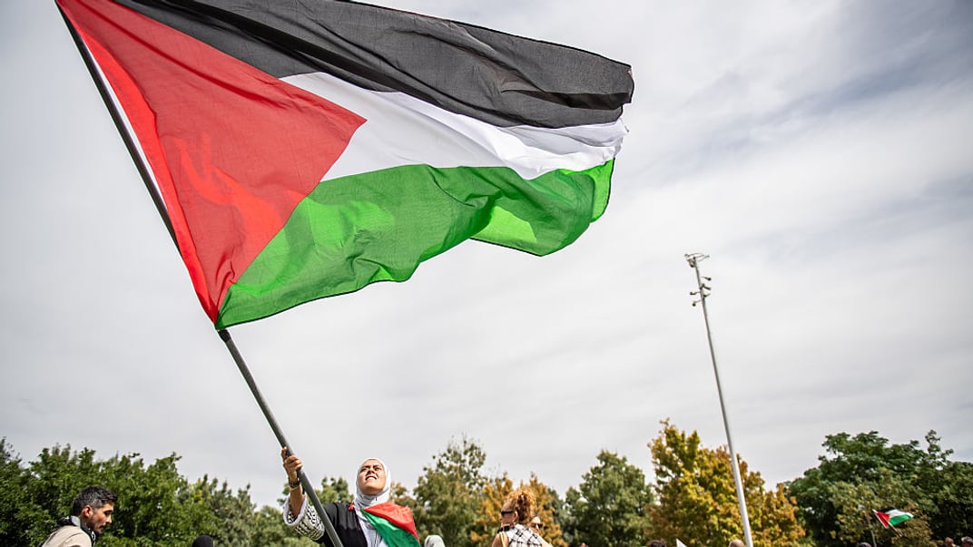 Ілюстративне фото. Прапор Палестини на акції протесту в Мадриді, 31 серпня 2025 року