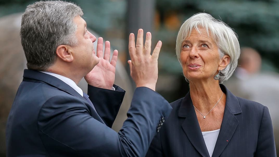 Президент України Петро Порошенко, директор МВФ Крістін Лагард, Київ, 6 вересня 2015 року