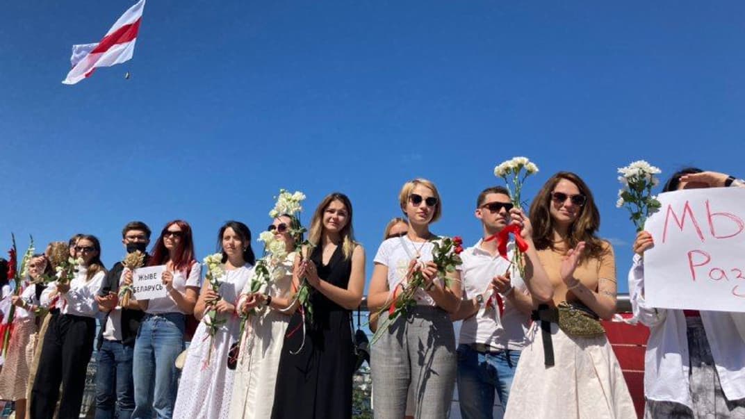 Акция солидарности с протестующими в Беларуси, Киев, 15 августа 2020 года