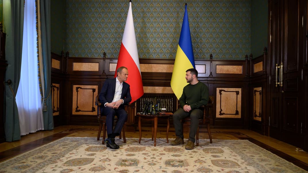 Президент Владимир Зеленский и премьер-министр Польши Дональд Туск в Киеве, 22 января 2024 года