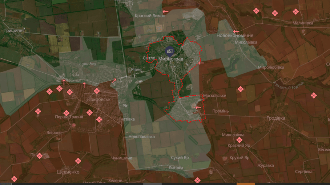 Ситуація в районі Мирнограда станом на 2 грудня 2025 року