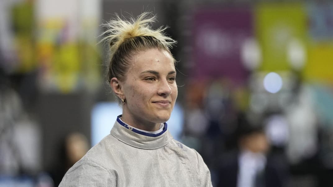 Ольга Харлан на змаганнях Гран-прі FIE з фехтування на шаблі серед жінок у Сеулі, Південна Корея, 29 квітня 2023 року