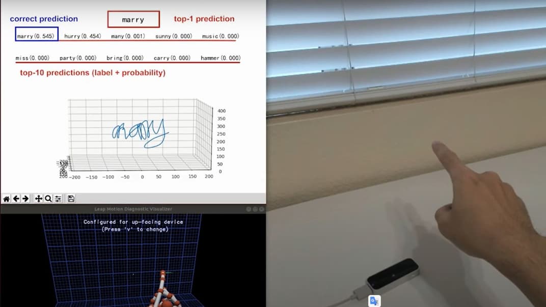 Алгоритм розпізнає написане пальцем у повітрі англійське слово marry