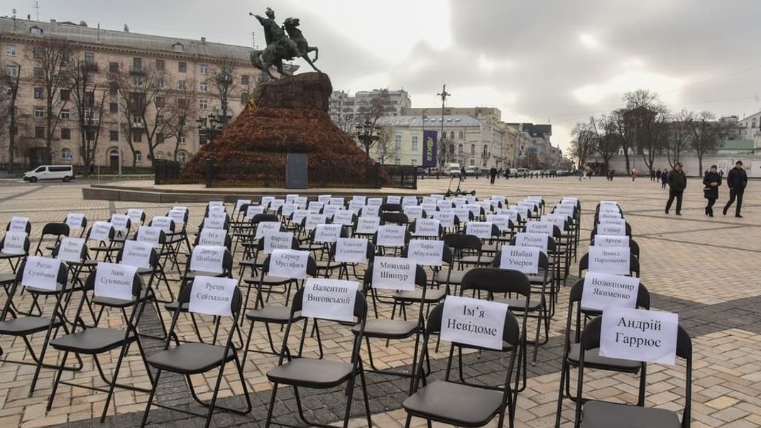 В Киеве провели акцию в поддержку заложников Кремля, 15 ноября 2021 года