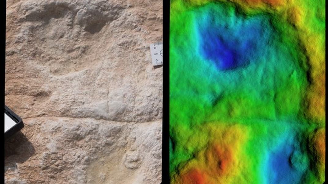 Первый след человека, обнаруженный учеными в Саудовской Аравии, и цифровая модель его рельефа