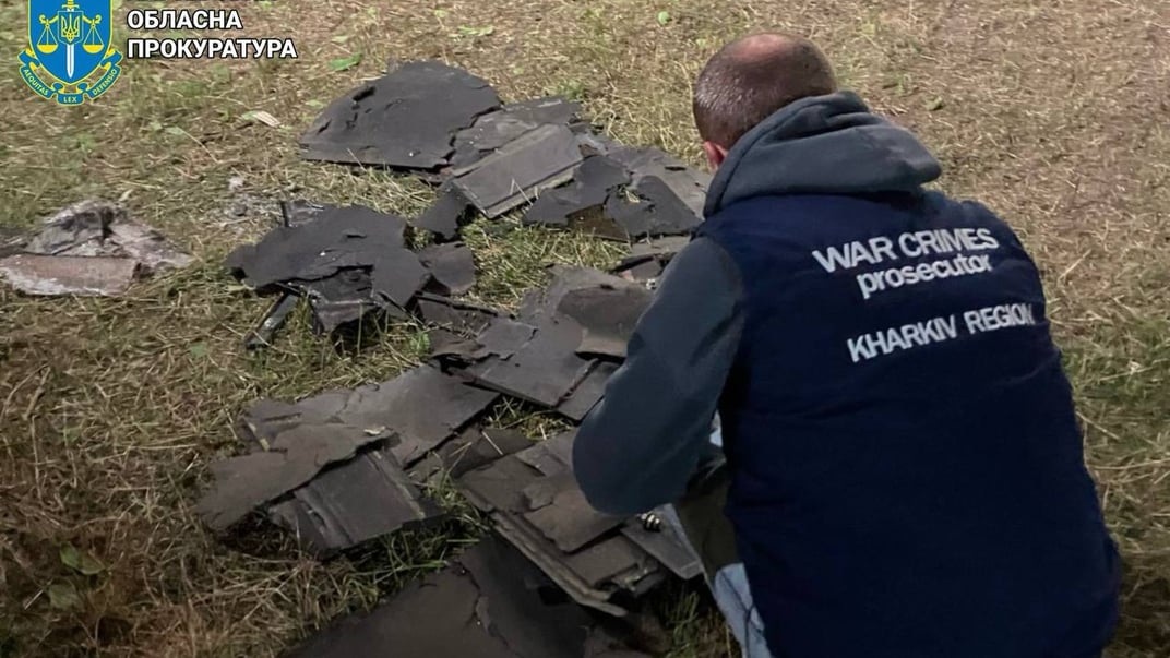 Обломки дрона после российской атаки на Харьков, 3 мая 2025 года