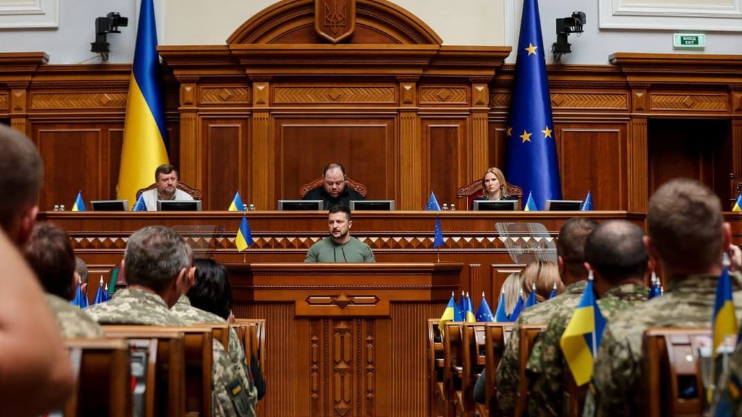 Президент Владимир Зеленский выступает перед народными депутатами, здание Верховной Рады, 28 июня 2023 года
