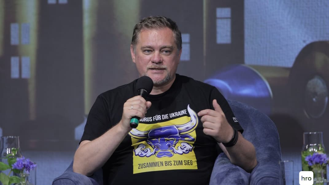 Журналіст Юрій Ніколов на конференції hromadske «Життя у тривалій війні», Київ, 30 травня 2024 року