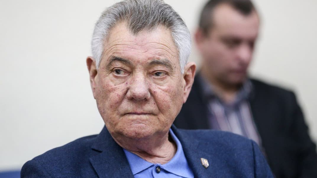 Бывший мэр Киева Александр Омельченко во время круглого стола на тему: «Земля и мир» в Киеве, 27 февраля 2020 года