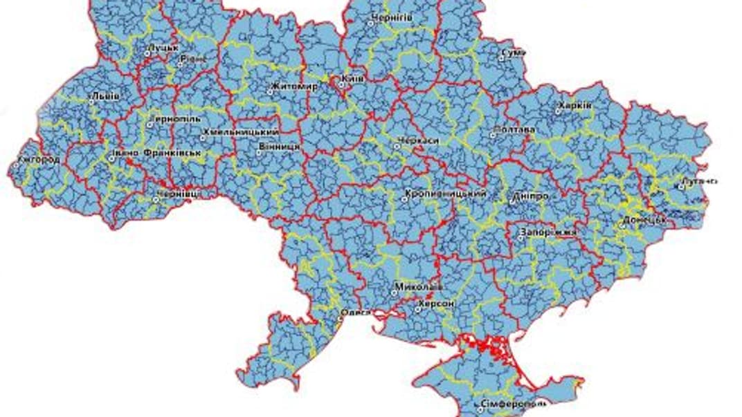 Проєкт нового поділу на райони, запропонований урядом Володимира Гройсмана в межах реформи місцевого самоврядування. Нові межі районів позначено жовтим кольором